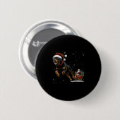 Badge Rond 5 Cm Rottweiler Santa Christmas Tree Lights Ugly Pajama (Devant & derrière)