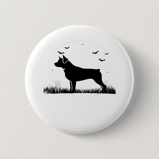 Badge Rond 5 Cm Rotweiler Chien - Halloween Lune Silhouette Oversi (Devant)