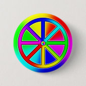Badge Rond 5 Cm Roue bouddhiste arc-en-ciel (Devant)