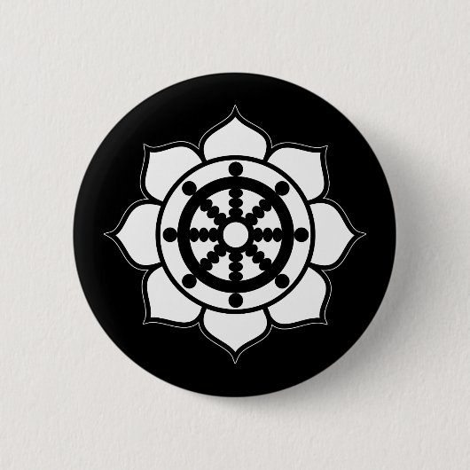 Badge Rond 5 Cm Roue de Dharma de fleur de Lotus (Devant)