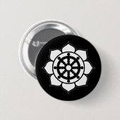 Badge Rond 5 Cm Roue de Dharma de fleur de Lotus (Devant & derrière)