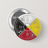 Badge Rond 5 Cm roue de médecine cerceau sacré (Devant & derrière)