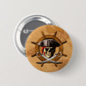 Badge Rond 5 Cm Roue de pirate de jolly roger (Devant & derrière)
