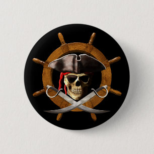 Badge Rond 5 Cm Roue de pirate de jolly roger