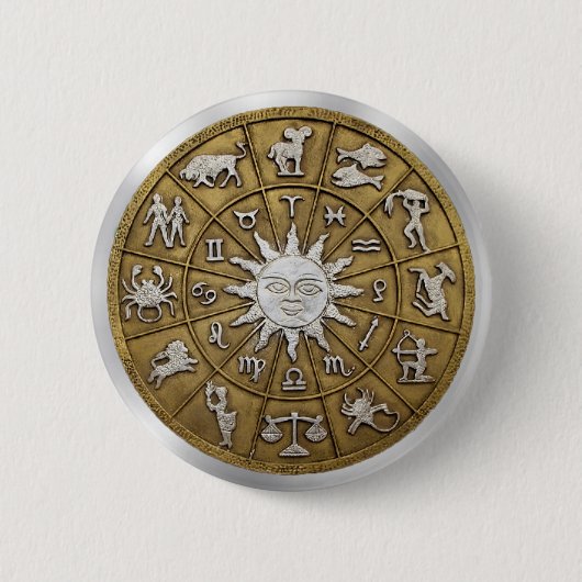 Badge Rond 5 Cm Roue en laiton Zodiac (Devant)