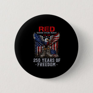 Badge Rond 5 Cm Rouge 250 ans l'Amérique se souvient de tous les d