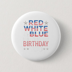Badge Rond 5 Cm Rouge Blanc &amp; Bleu C'est aussi mon anniversair