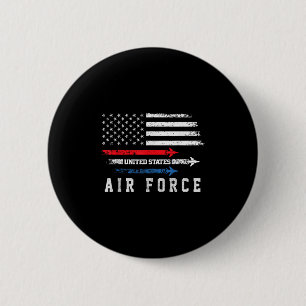 Badge Rond 5 Cm Rouge Blanc Bleu Air Force Vol Fier Américain Dans