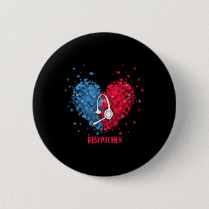 Badge Rond 5 Cm Rouge Blanc Bleu Patriotique Opératrice 911 Cœur 4