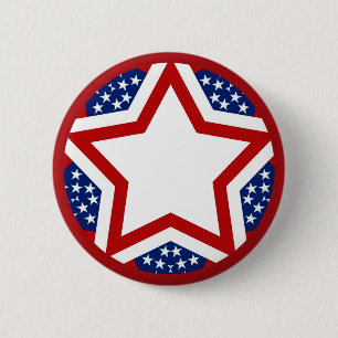 Badge Rond 5 Cm Rouge blanc & bleu Star Design pour ajouter du tex