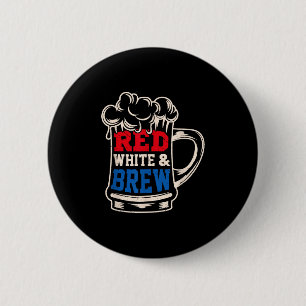 Badge Rond 5 Cm Rouge Blanc Et Bière Usa 4 Juillet Cadeau De Boiss