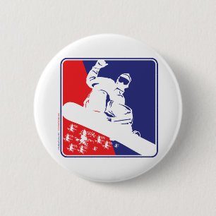 Badge Rond 5 Cm Rouge-Blanc-et-Bleu-Neige-Boa