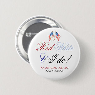 Badge Rond 5 Cm Rouge Blanc et Moi Mariage Patriotique du 4 Juille