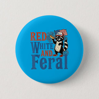 Badge Rond 5 Cm Rouge Blanc Et Sauvage Drôle De Raton Laveur Améri