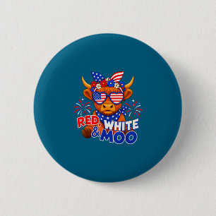 Badge Rond 5 Cm Rouge blanc et vache écossaise patriotique drôle u