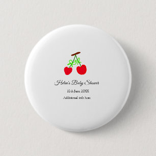Badge Rond 5 Cm rouge Cerry green bow ajouter nom date baby shower