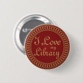Badge Rond 5 Cm Rouge d'amant de bibliothèque et cadeau de lecture (Devant & derrière)