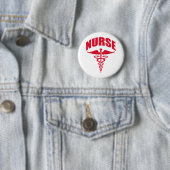 Badge Rond 5 Cm Rouge de caducée d'infirmière (En situation)