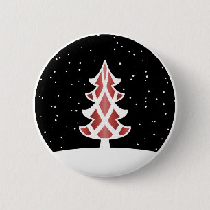 Badge Rond 5 Cm Rouge de ciel de Milou de rubans d'arbre de Noël