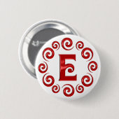 Badge Rond 5 Cm Rouge de la lettre E de monogramme (Devant & derrière)