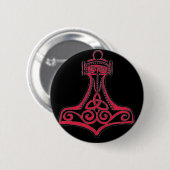 Badge Rond 5 Cm Rouge de marteau de Thors (Devant & derrière)