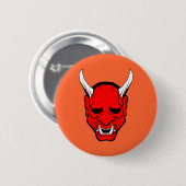 Badge Rond 5 Cm Rouge de masque de diable d'Oni (Devant & derrière)