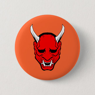 Badge Rond 5 Cm Rouge de masque de diable d'Oni