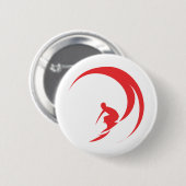 Badge Rond 5 Cm Rouge de surfer (Devant & derrière)