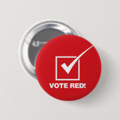 Badge Rond 5 Cm Rouge de vote - solide (Devant & derrière)