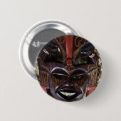 Badge Rond 5 Cm Rouge découpé en bois tribal africain rituel de (Devant & derrière)