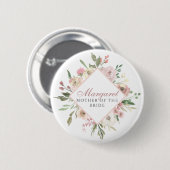 Badge Rond 5 Cm Rouge Élégant Fleurs de Mariée de la Mère (Devant & derrière)