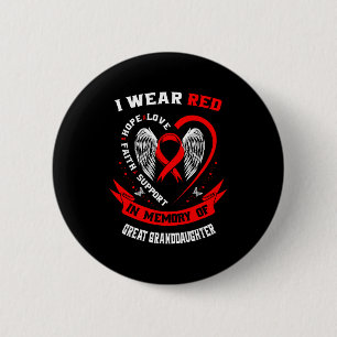 Badge Rond 5 Cm Rouge En Mémoire De L'arrière-petite-fille Maladie