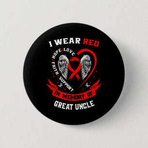 Badge Rond 5 Cm Rouge En Mémoire Du Grand Oncle Maladie Cardiaque
