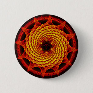 Badge Rond 5 Cm Rouge en spirale de mandala de Merkaba (la