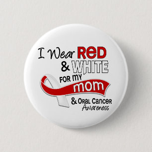 Badge Rond 5 Cm Rouge et blanc pour mon Cancer oral de la maman 42