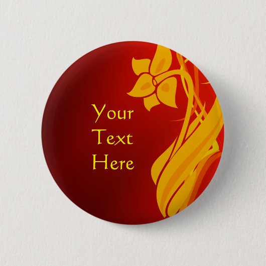 Badge Rond 5 Cm Rouge et bouton d'or (Devant)