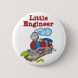 Badge Rond 5 Cm Rouge et ingénieur de train bleu petit