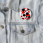 Badge Rond 5 Cm rouge et noir (En situation)