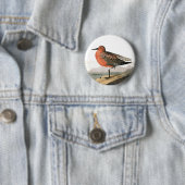 Badge Rond 5 Cm Rouge Knot par Audubon, Sandpiper Birdwatcher, Bir (En situation)