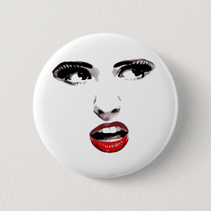 Badge Rond 5 Cm Rouge Lipstick Dark Eyed Femme maquillage Beauté A