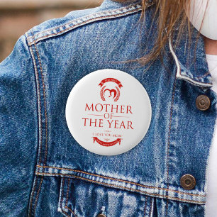 Badge Rond 5 Cm Rouge moderne la meilleure mère de l'année