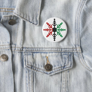 Badge Rond 5 Cm Rouge noir vert rayé Flocon de neige Kwanzaa