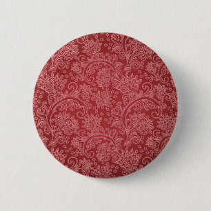 Badge Rond 5 Cm Rouge Paisley Damassé Designer Floral Vintage Clas