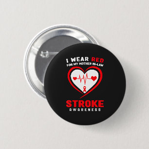 Badge Rond 5 Cm Rouge pour l'AVC de ma belle-mère
