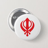 Badge Rond 5 Cm Rouge sikh de Khanda (Devant & derrière)