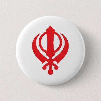 Badge Rond 5 Cm Rouge sikh de Khanda