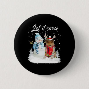 Badge Rond 5 Cm Rough Collie Père Noël Chien Noël Snowman Xmas Paj