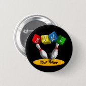 Badge Rond 5 Cm Roulent un bowling de Rama (Devant & derrière)