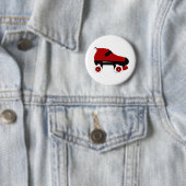 Badge Rond 5 Cm roulette rousse (En situation)