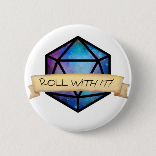 Badge Rond 5 Cm Roulez avec, D20 (Devant)